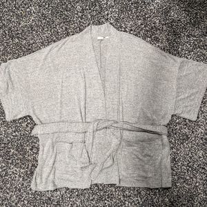 Gap Heathered Gray Drop Shoulder Cardigan with tie belt -Large